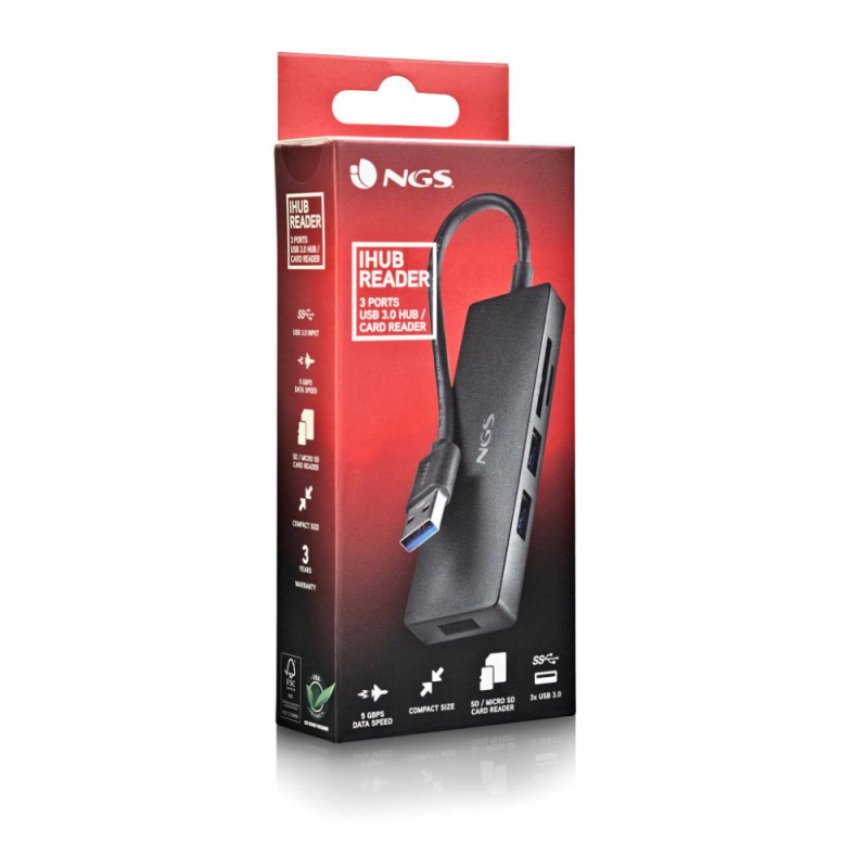 HUB 5 PORTS 3x USB 3.0 / 1x Lecteur Carte SD / 1x Lecteur Carte TF - NGS IHUBREADER — NGS · Smarty Paris 18e